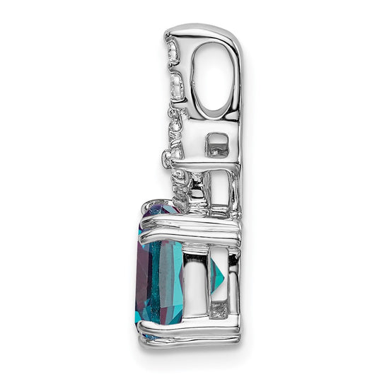 14k White Gold 1/5 carat Lab Grown Diamond VS/SI+ G+ and Lab Created Alexandrite Complete Pendant