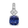 14k White Gold 1/5 carat Lab Grown Diamond VS/SI+ G+ and Lab Created Blue Sapphire Complete Pendant