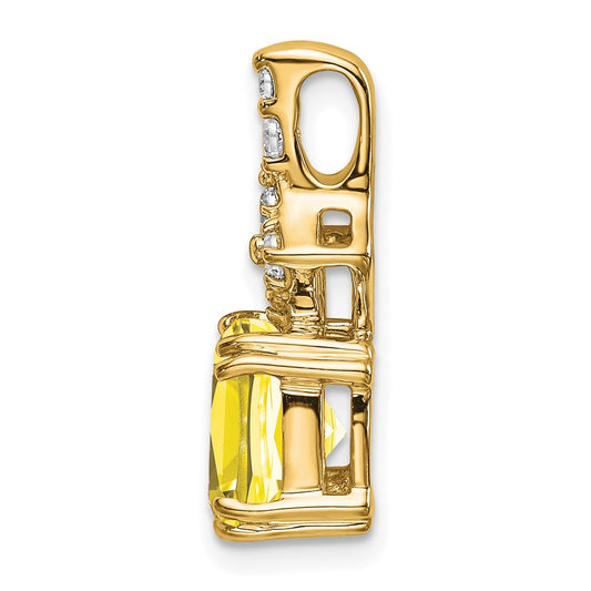 14k 1/5 carat Lab Grown Diamond VS/SI+ G+ and Lab Created Yellow Sapphire Complete Pendant