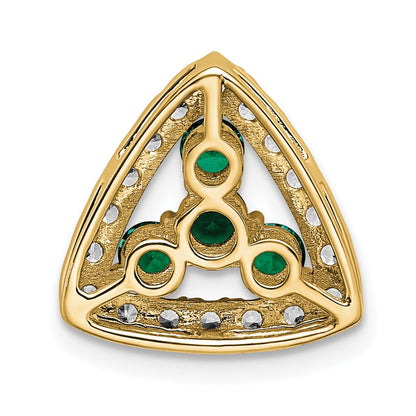 14k 1/2 carat Lab Grown Diamond VS/SI+ G+ and Lab Created Emerald Triangle Complete Chain Slide Pendant