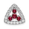 14k White Gold 1/2 carat Lab Grown Diamond VS/SI+ G+ and Lab Created Ruby Triangle Complete Chain Slide Pendant