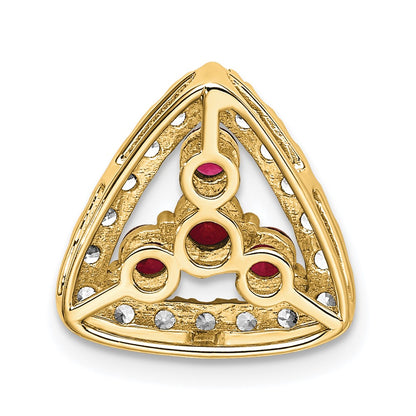 14k 1/2 carat Lab Grown Diamond VS/SI+ G+ and Lab Created Ruby Triangle Complete Chain Slide Pendant