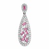 Pure Serenity 14k White Gold 7/8 carat Lab Grown Diamond VS/SI+ G+ and Lab Created Pink Sapphire Teardrop Dangle Pendant