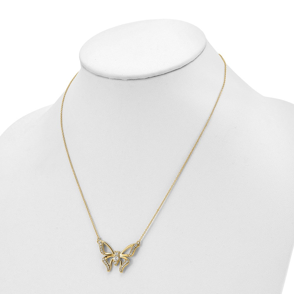 14k 3/8 carat Lab Grown Diamond VS/SI+ G+ 18 inch Butterfly Necklace
