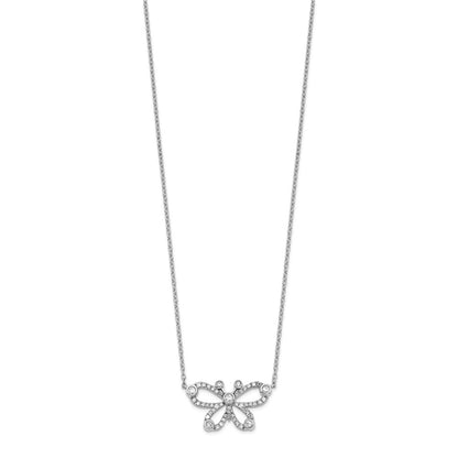 14k White Gold 1/4 carat Lab Grown Diamond VS/SI+ G+ Complete 18 inch Butterfly Necklace