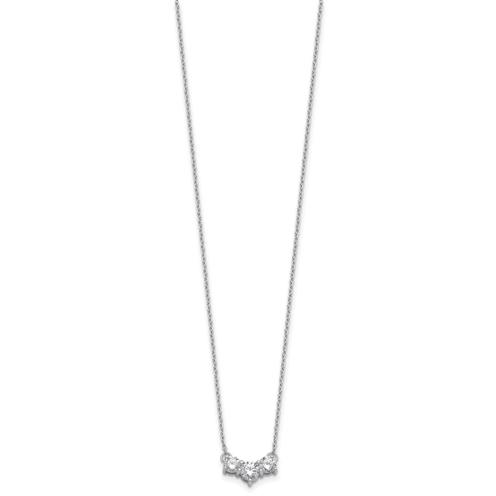 14k White Gold 1 carat Lab Grown Diamond VS/SI+ G+ Round Complete 18 inch Three Stone Necklace