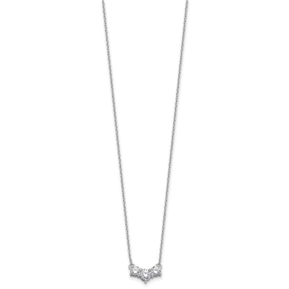 14k White Gold 1 carat Lab Grown Diamond VS/SI+ G+ Round Complete 18 inch Three Stone Necklace