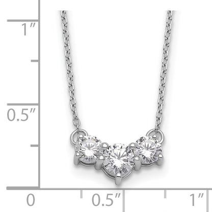 14k White Gold 1 carat Lab Grown Diamond VS/SI+ G+ Round Complete 18 inch Three Stone Necklace