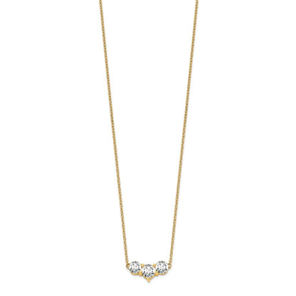 14k 1 1/2 carat Lab Grown Diamond VS/SI+ G+ Round Complete 18 inch Three Stone Necklace