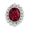 14k White Gold 1/2 carat Lab Grown Diamond VS/SI and Oval Lab Created Ruby Halo Chain Slide Pendant