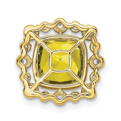 14k 1/2 carat Lab Grown Diamond VS/SI+ G+ and Lab Created Yellow Sapphire Square Chain Slide Pendant