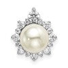 14k White Gold 1/3 carat Lab Grown Diamond VS/SI+ G+ and 7.00 mm Freshwater Cultured Pearl Chain Slide Pendant