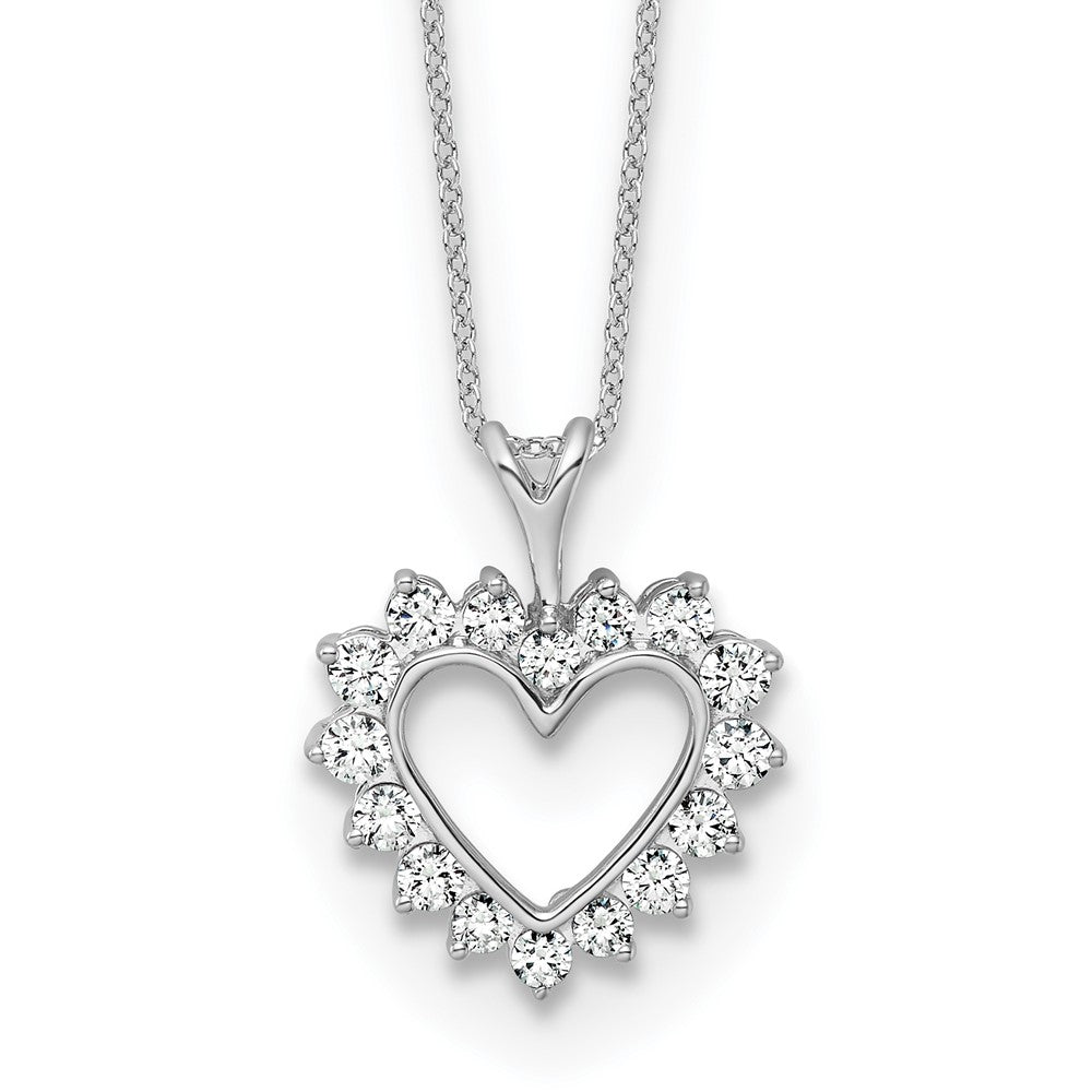 10k White Gold 1/2 carat Lab Grown Diamond VS/SI+ G+ Complete 18 inch Heart Pendant Necklace