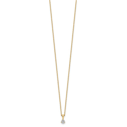 14k 1/5 carat Lab Grown Diamond VS/SI+ G+ Three Prong 18 inch Complete Solitaire Pendant Necklace