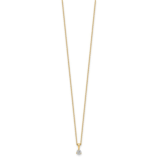 14k 1/5 carat Lab Grown Diamond VS/SI+ G+ Three Prong 18 inch Complete Solitaire Pendant Necklace