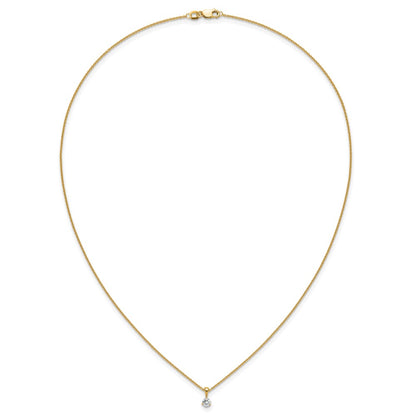 14k 1/5 carat Lab Grown Diamond VS/SI+ G+ Three Prong 18 inch Complete Solitaire Pendant Necklace