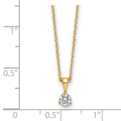 14k 1/5 carat Lab Grown Diamond VS/SI+ G+ Three Prong 18 inch Complete Solitaire Pendant Necklace