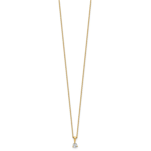 14k 1/4 carat Lab Grown Diamond VS/SI+ G+ Three Prong 18 inch Complete Solitaire Pendant Necklace