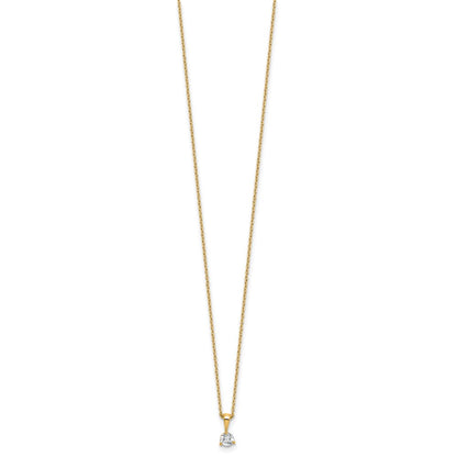 14k 1/4 carat Lab Grown Diamond VS/SI+ G+ Three Prong 18 inch Complete Solitaire Pendant Necklace