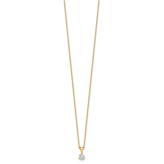 14k 1/3 carat Lab Grown Diamond VS/SI+ G+ Three Prong 18 inch Complete Solitaire Pendant Necklace