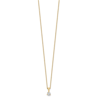 14k 1/3 carat Lab Grown Diamond VS/SI+ G+ Three Prong 18 inch Complete Solitaire Pendant Necklace