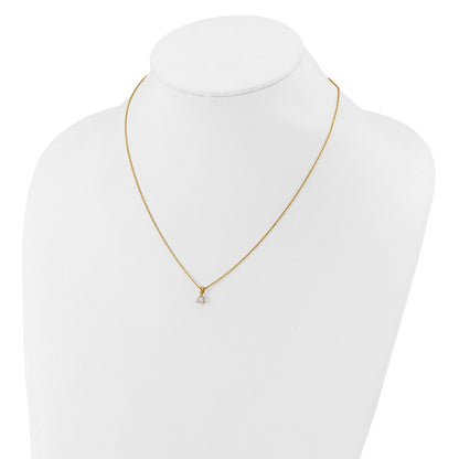 14k 1/3 carat Lab Grown Diamond VS/SI+ G+ Three Prong 18 inch Complete Solitaire Pendant Necklace
