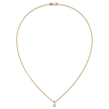 14k 1/3 carat Lab Grown Diamond VS/SI+ G+ Three Prong 18 inch Complete Solitaire Pendant Necklace