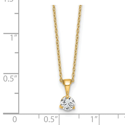 14k 1/3 carat Lab Grown Diamond VS/SI+ G+ Three Prong 18 inch Complete Solitaire Pendant Necklace