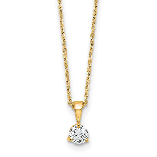 14k 1/3 carat Lab Grown Diamond VS/SI+ G+ Three Prong 18 inch Complete Solitaire Pendant Necklace
