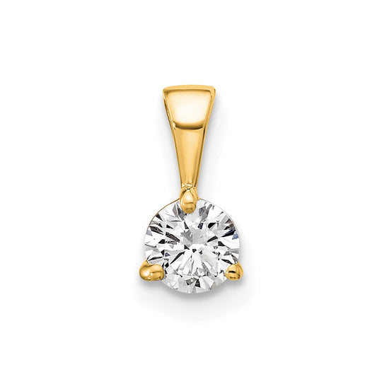 14k 1/3 carat Lab Grown Diamond VS/SI+ G+ Three Prong Complete Solitaire Pendant