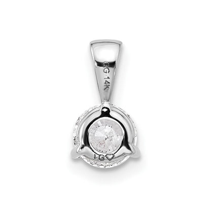 14k White Gold 1/3 carat Lab Grown Diamond VS/SI+ G+ Three Prong Complete Solitaire Pendant