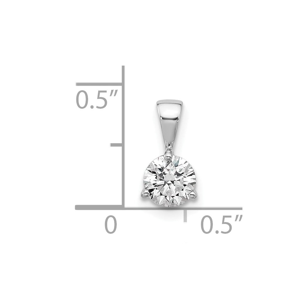 14k White Gold 1/3 carat Lab Grown Diamond VS/SI+ G+ Three Prong Complete Solitaire Pendant
