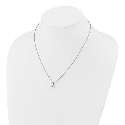 14k White Gold 1 carat Lab Grown Diamond VS/SI+ G+ Three Prong 18 inch Complete Solitaire Pendant Necklace