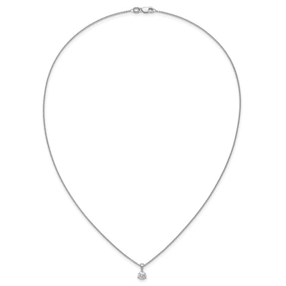 14k White Gold 1 carat Lab Grown Diamond VS/SI+ G+ Three Prong 18 inch Complete Solitaire Pendant Necklace