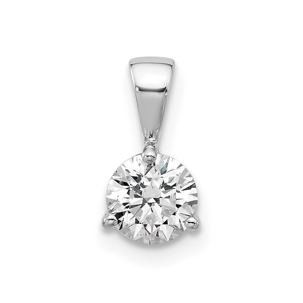 14k White Gold 1/3 carat Lab Grown Diamond VS/SI+ G+ Three Prong Complete Solitaire Pendant