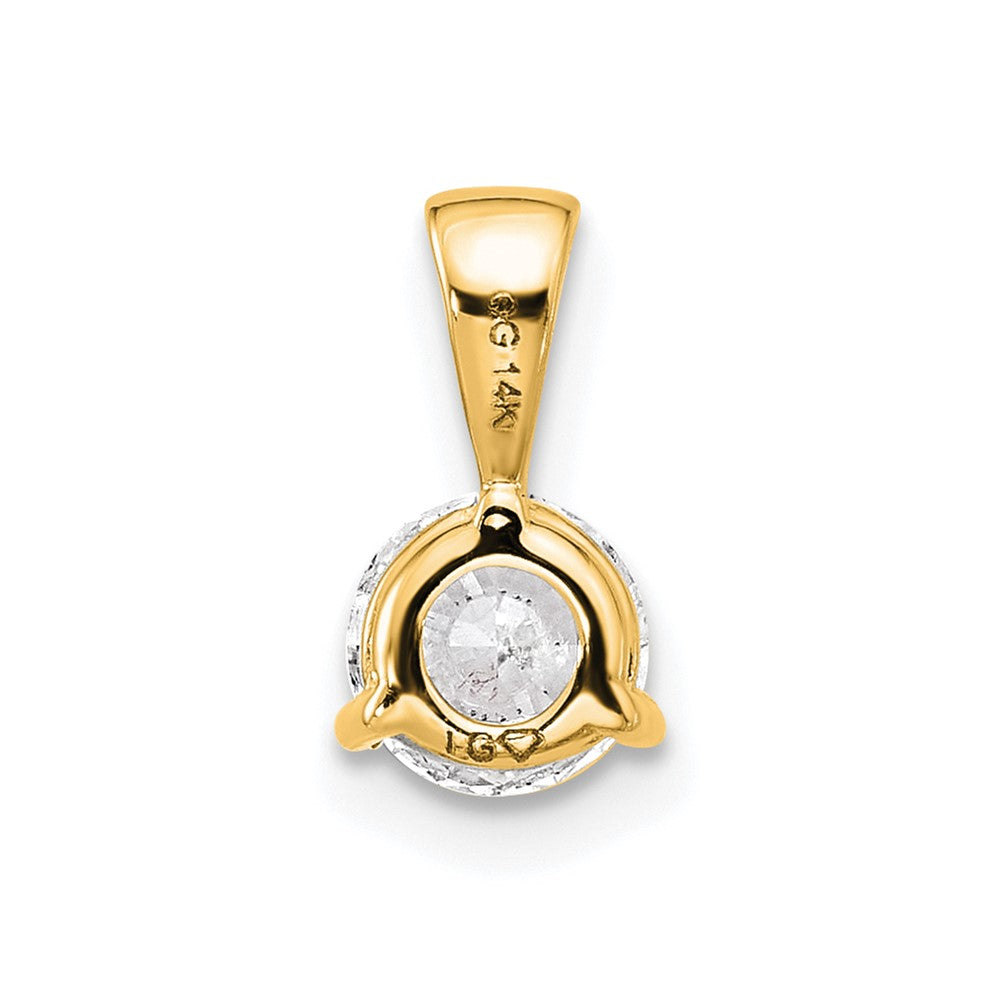 14k 1/2 carat Lab Grown Diamond VS/SI+ G+ Three Prong Complete Solitaire Pendant