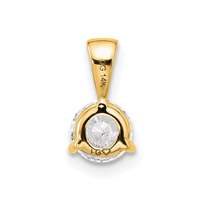14k 1/2 carat Lab Grown Diamond VS/SI+ G+ Three Prong Complete Solitaire Pendant