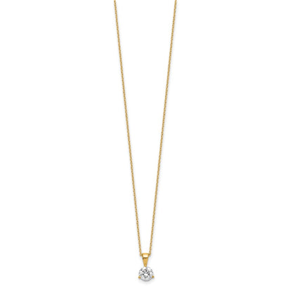 14k 7/8 carat Lab Grown Diamond VS/SI+ G+ Three Prong 18 inch Complete Solitaire Pendant Necklace