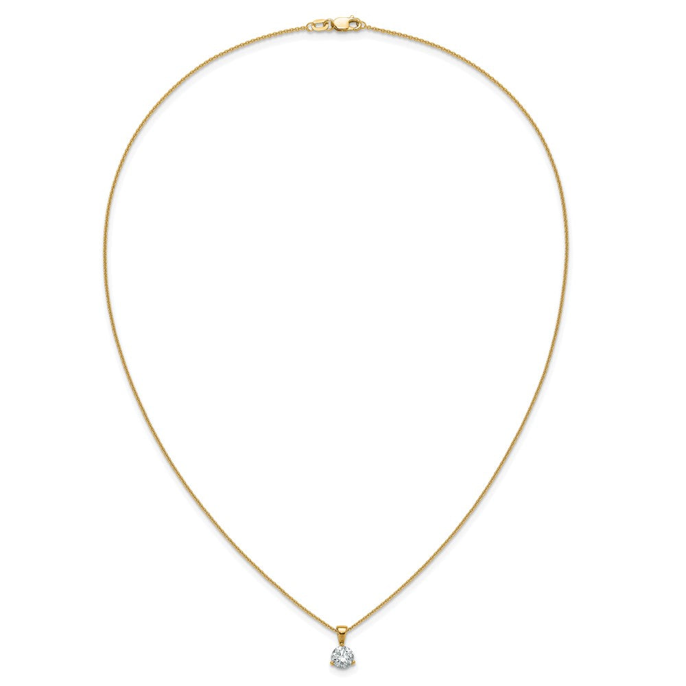 14k 7/8 carat Lab Grown Diamond VS/SI+ G+ Three Prong 18 inch Complete Solitaire Pendant Necklace