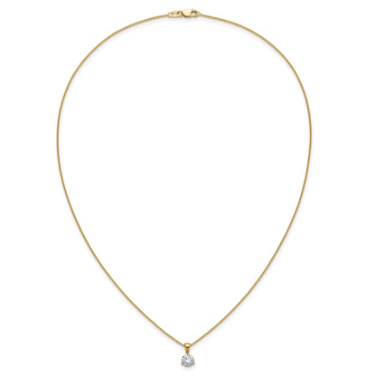 14k 7/8 carat Lab Grown Diamond VS/SI+ G+ Three Prong 18 inch Complete Solitaire Pendant Necklace