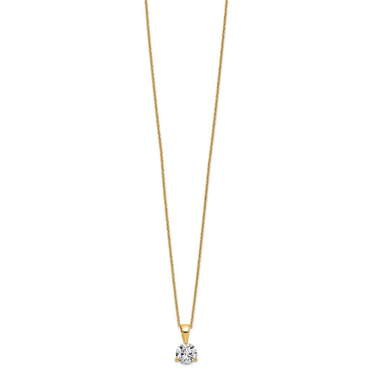 14k 1 carat Lab Grown Diamond VS/SI+ G+ Three Prong 18 inch Complete Solitaire Pendant Necklace