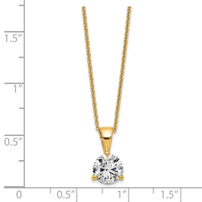 14k 1 carat Lab Grown Diamond VS/SI+ G+ Three Prong Complete Solitaire Pendant