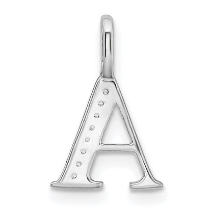 14K White Gold Diamond Letter A Initial Pendant