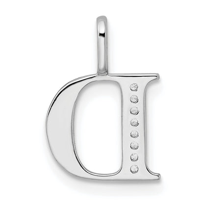 14K White Gold Diamond Letter D Initial Pendant