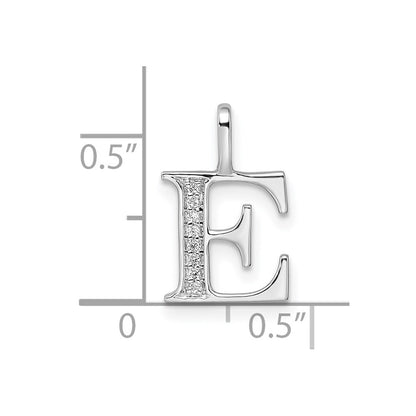 14K White Gold Diamond Letter E Initial Pendant