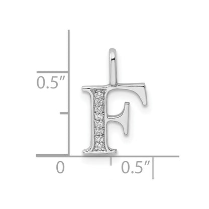 14K White Gold Diamond Letter F Initial Pendant