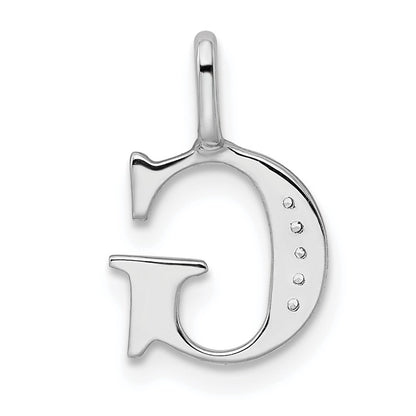 14K White Gold Diamond Letter G Initial Pendant