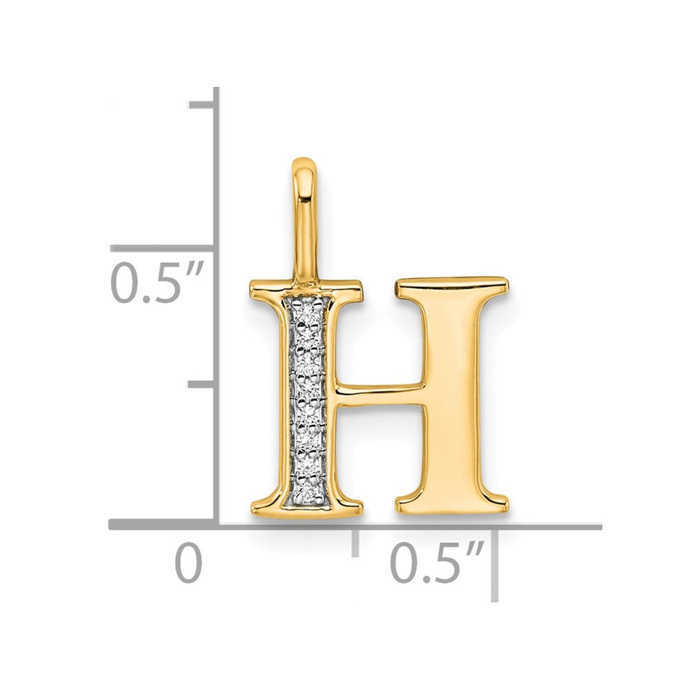 10K Diamond Letter H Initial Pendant