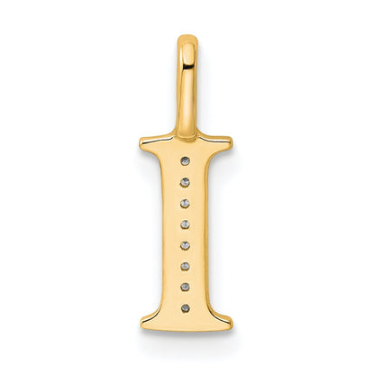 10K Diamond Letter I Initial Pendant