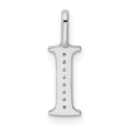 14K White Gold Diamond Letter I Initial Pendant